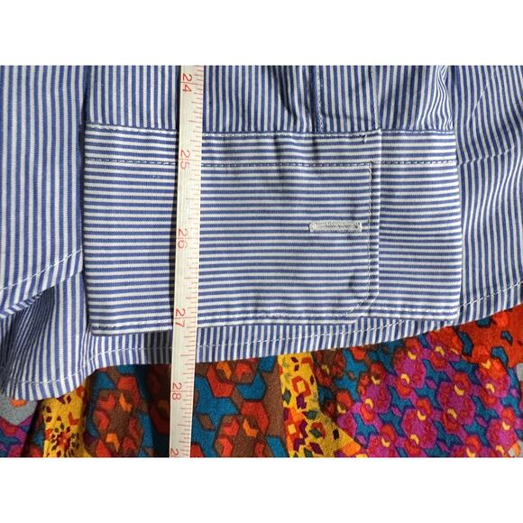 Calvin Klein Blue White Classic Striped Button Down Shirt NWT Roll Tab Sleeve - Picture 11 of 16